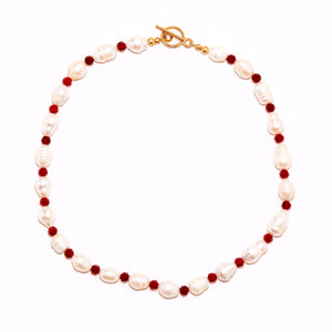 Claudette Freshwater Pearl & Red Bead