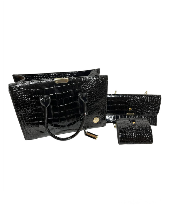 Three-Piece Patent Leather Bag